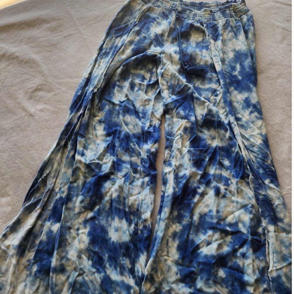 🌊BOHO VIBES✨️Split Wide Leg Tie-Dye Pants loose Y2K boho flowy - Picture 1 of 8